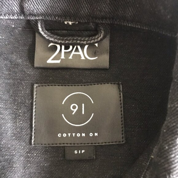 Tupac 2Pac California Love Cotton On Black Dark Denim Jacket - Unisex Small - Picture 7 of 9